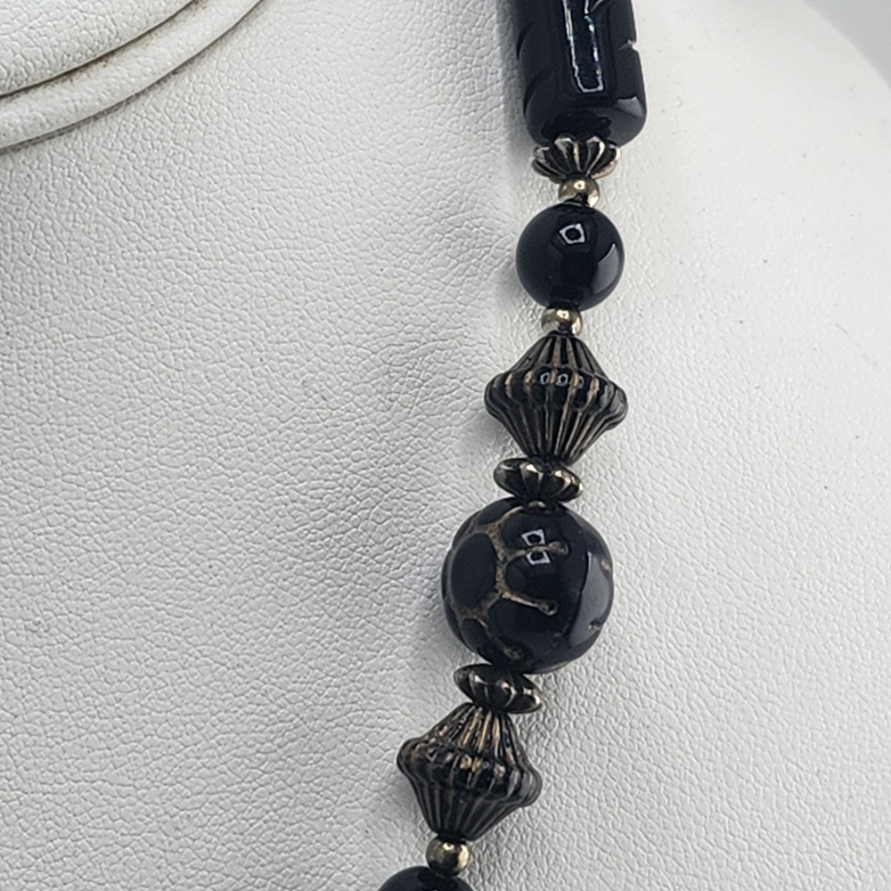 Vintage Black Bead‎ Choker Necklace - Picture 4 of 6